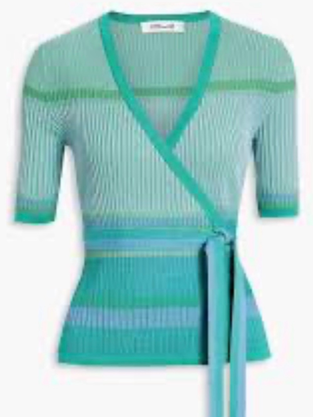 Diane von Furstenberg Mint and Lavender Striped Wrap Cardigan